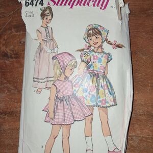 Simplicity Sewing Pattern Dress And Scarf Size 5 Girls